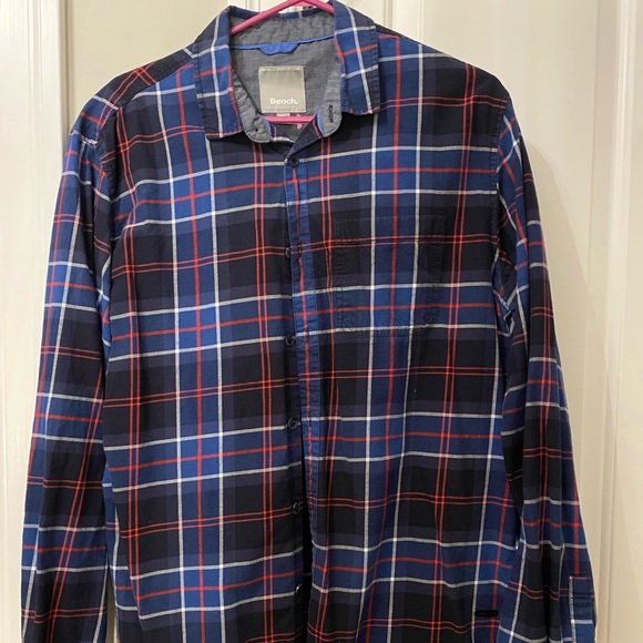 Men’s Red and Blue Plaid Shirt from Bench SIZE:L - Picture 1 of 3